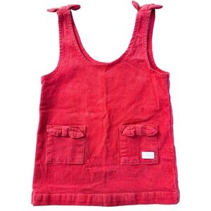 7 For All Mankind Girls Hot Pink Corduroy Bow Shoulder Jumper Dress 24M